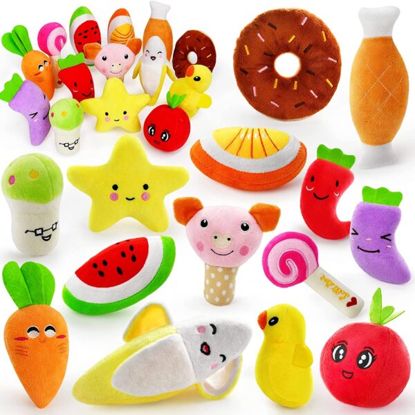 100PCS Puppy Dog Plush Squeaky Toys for Small Medium Dogs Bone Aggressive Chewers for Pet Cat Products Puppy Accessories